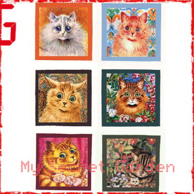 Louis Wain - Cat Art Painting Cloth Patch or Magnet Set  Louis Wain - Cat Art Painting Cloth Patch or Magnet Set